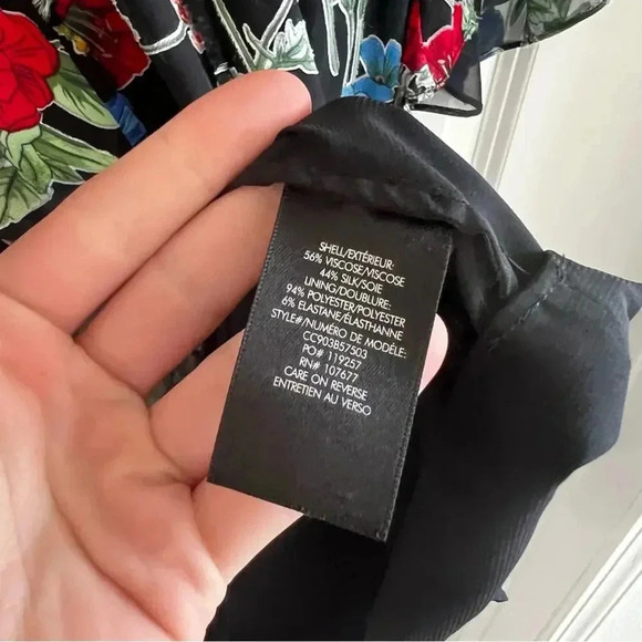 602* Alice + Olivia Pauline Floral Print Ruffle Tunic Mini Dress Size Small - Picture 6 of 8